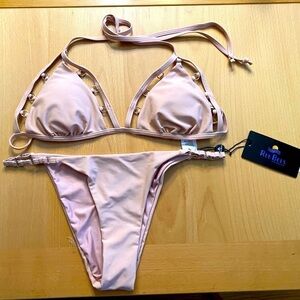 REE Bees Pink Bikini silver eyelets Size Medium